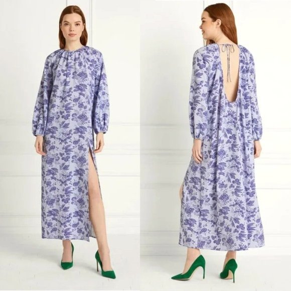 Hill House Lilac Floral Simone House & Work Maxi Dress w/Long Sleeves - Picture 2 of 4